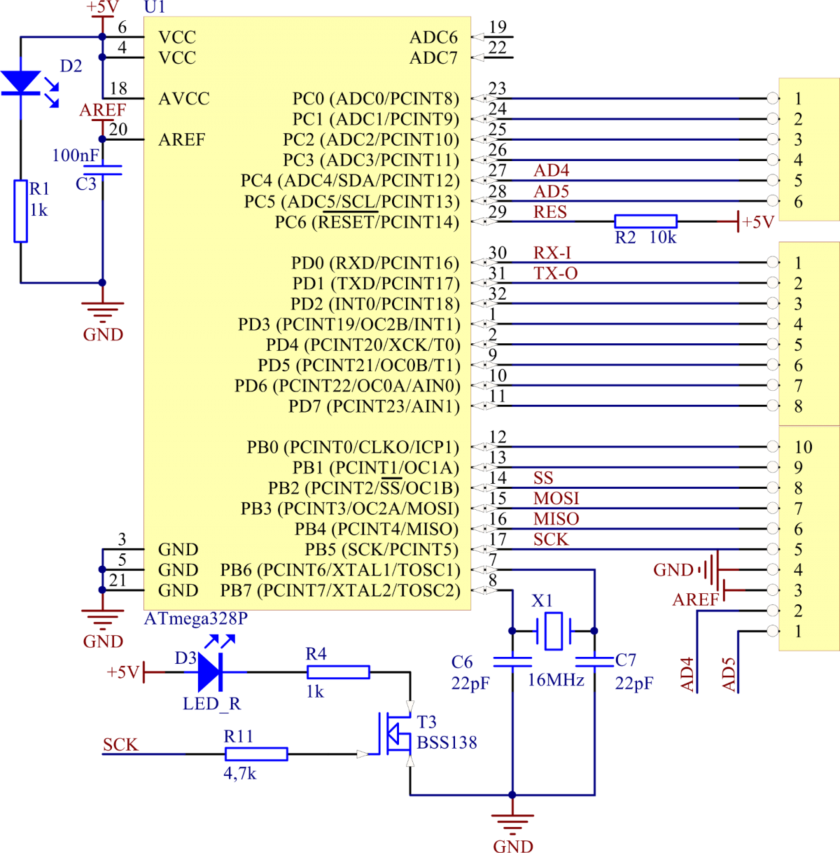 Atmega328 схема включения